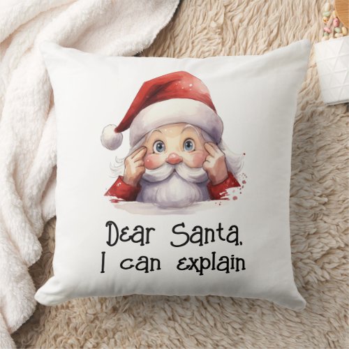 Dear Santa I Can Explain Funny White  Throw Pillow