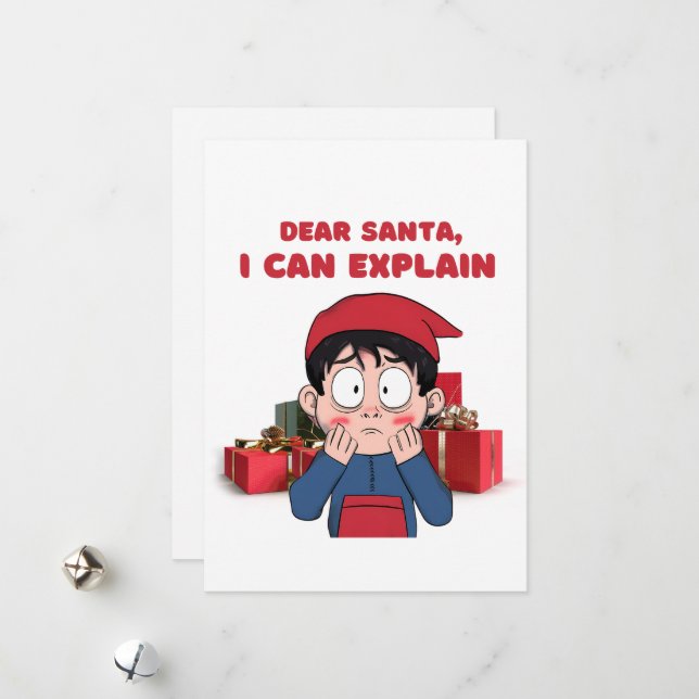 Dear Santa, I Can Explain Guilty Christmas Design Holiday Card (Front/Back In Situ)