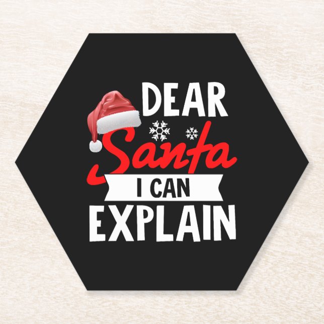 Dear Santa I Can Explain Paper Coaster (Front)