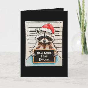 Dear Santa I Can Explain Xmas Christmas Raccoon Card