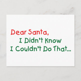 Dear Santa, I Didn't Know I Couldn't Do That Holiday Postcard
