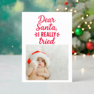 Dear Santa I Really Tried Christmas Letterpress Photo Cards