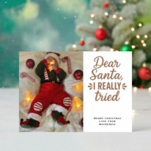 Dear Santa I Really Tried Christmas Letterpress Photo Cards