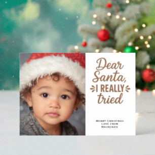 Dear Santa I Really Tried Christmas Letterpress Photo Cards