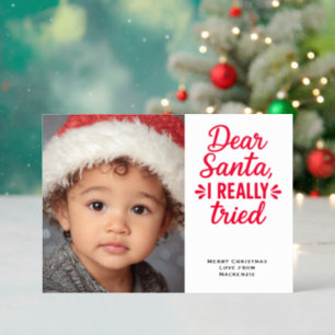 Dear Santa I Really Tried Christmas Letterpress Photo Cards