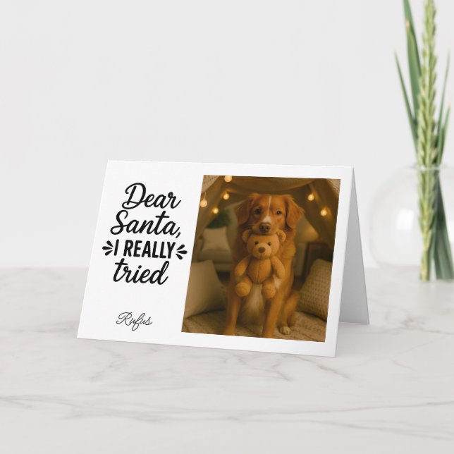 Dear Santa I Really Tried Christmas Photo Holiday Card (Front)