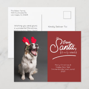 Dear Santa, I Really Tried Photo Holiday Postcard
