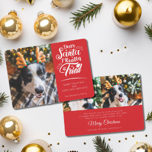 Dear Santa I tried dog photo fun Christmas Holiday Card