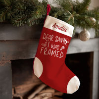 Dear Santa I Was Framed Cute Funny Red