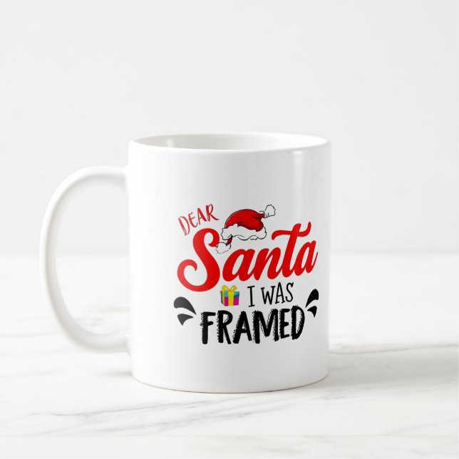 dear santa i was framed design coffee mug (Left)
