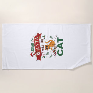 Dear Santa It Was Cat Orange Christmas Ornament Beach Towel