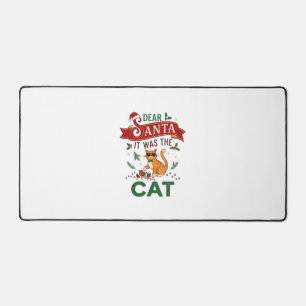 Dear Santa It Was Cat Orange Christmas Ornament Desk Mat