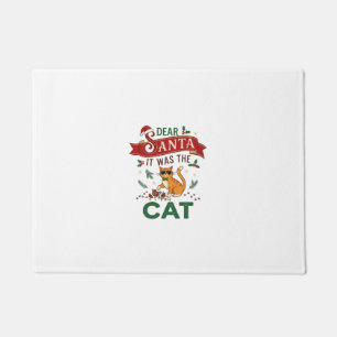 Dear Santa It Was Cat Orange Christmas Ornament Doormat