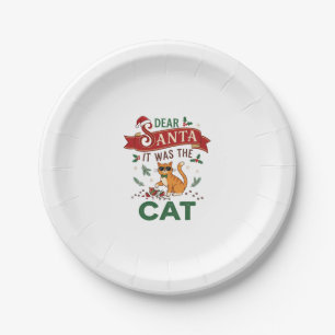 Dear Santa It Was Cat Orange Christmas Ornament Paper Plates
