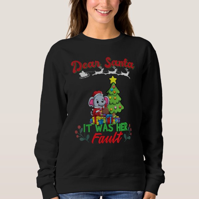 Dear Santa It Was Her Fault Siblings Matching Xmas Sweatshirt (Front)