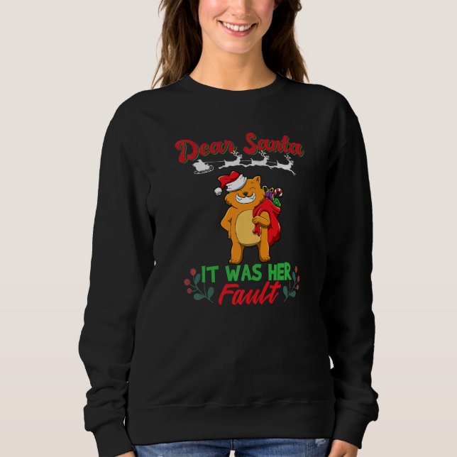 Dear Santa It Was Her Fault Siblings Matching Xmas Sweatshirt (Front)