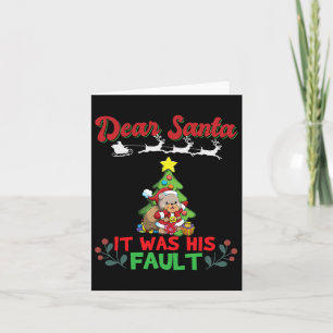 Dear Santa It Was His Fault Siblings Matching Xmas Card