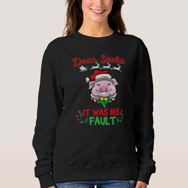 Dear Santa It Was His Fault Siblings Matching Xmas Sweatshirt (Front)