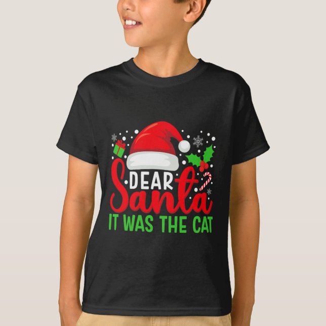 Dear Santa It Was The Cat Matching Family Christma T-Shirt (Front)
