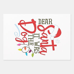 Dear Santa It Was The Dog Funny  Wrapping Paper Sheets