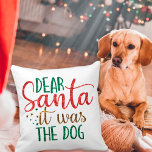 Dear Santa It Was The Dog Glitter Script Festive Throw Pillow<br><div class="desc">Dear Santa It Was The Dog Glitter Script Festive. Holiday home decor for pet lovers with this fun quote design wth colorful typography in faux colorful glitter.</div>