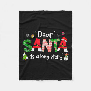 Dear Santa It's A Long Story Christmas Pjs Family Fleece Blanket
