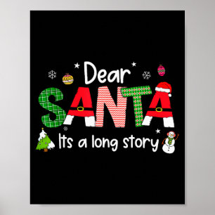 Dear Santa It's A Long Story Christmas Pjs Family  Poster