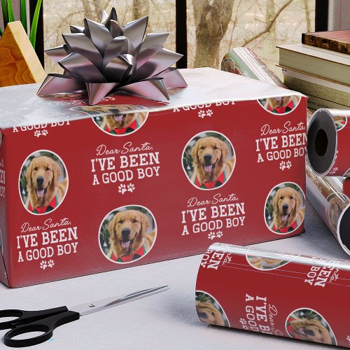 Dear Santa Ive Been a Good Boy Dog Photo Wrapping Paper