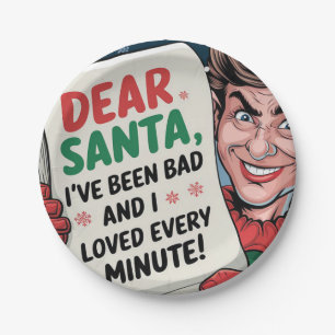 Dear Santa, I've Been Bad Christmas Elf Fun Design Paper Plates