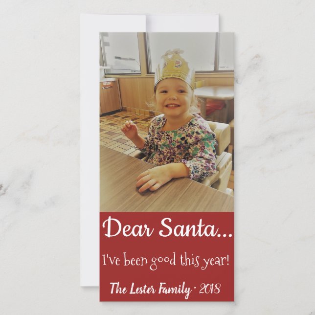Dear Santa I've Been Good Custom 8" x 4" Photocard Holiday Card (Front)