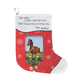 Dear Santa I've Been Good Red Add Your Photo Name Large Christmas Stocking by PetsandVets at Zazzle