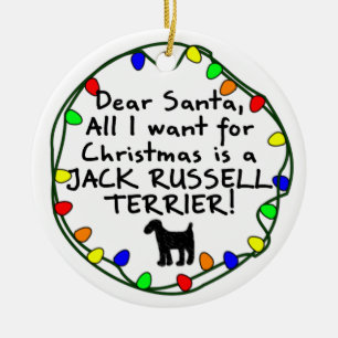 Dear Santa Jack Russell Terrier Ceramic Ornament