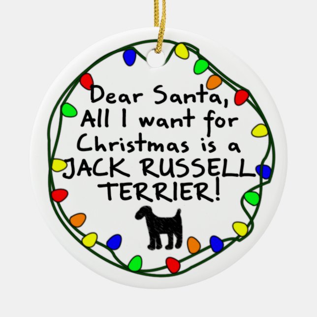 Dear Santa Jack Russell Terrier Ceramic Ornament (Front)