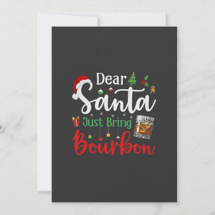 Dear Santa Just Bring Bourbon Drinking Christmas Thank You Card