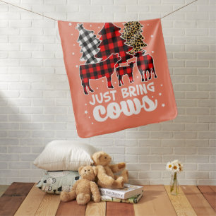 Dear Santa Just Bring Cows Christmas Buffalo Plaid Baby Blanket