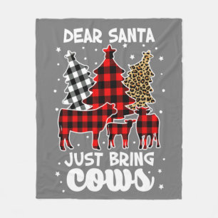 Dear Santa Just Bring Cows Christmas Buffalo Plaid Fleece Blanket