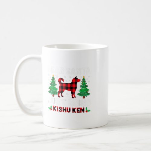 Dear Santa Just Bring Dog Buffalo Plaid Kishu Ken  Coffee Mug