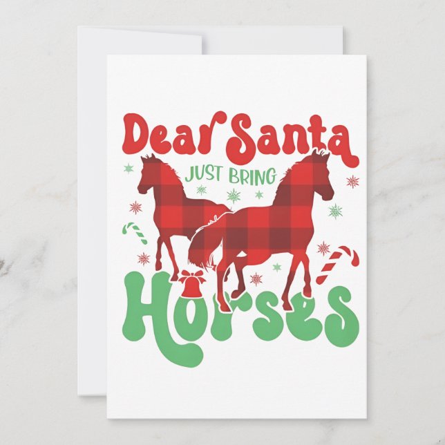 Dear Santa Just Bring the Horses Funny Christmas   Note Card (Front)