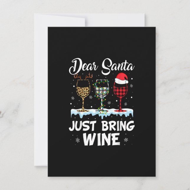 Dear Santa Just Bring Wine Leopard Christmas Light Invitation (Front)
