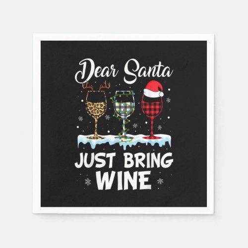Dear Santa Just Bring Wine Leopard Christmas Light Napkins