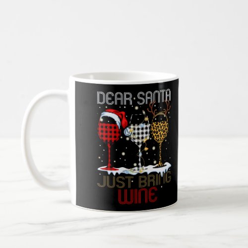 Dear Santa Just Bring Wine Plaid Leopard Christmas Coffee Mug
