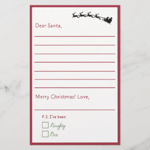 Dear Santa - Kids Letter To Santa Lined