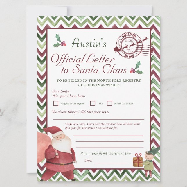 Dear Santa | Kids Personalized Letter to Santa (Front)