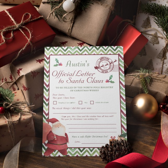 Dear Santa | Kids Personalized Letter to Santa  Invitation (Creator Uploaded)