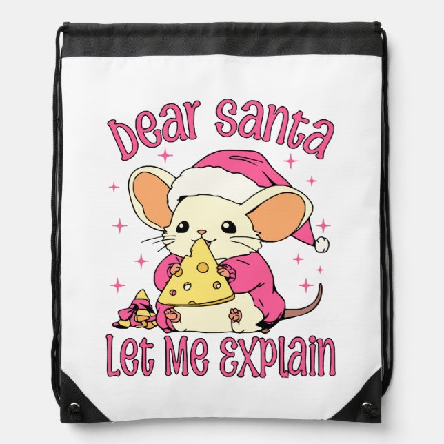 Dear Santa, Let Me Explain Drawstring Bag (Front)