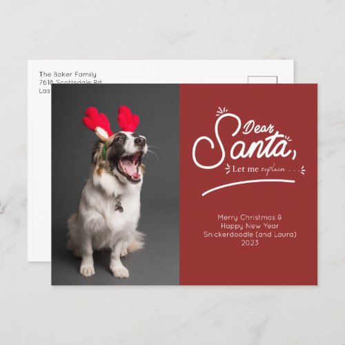 Dear Santa Let Me Explain Photo Holiday Postcard
