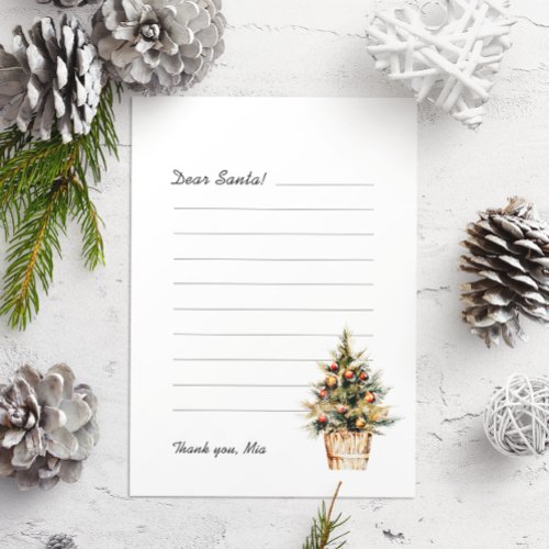 Dear Santa Letter Merry Christmas Tree Holiday Card