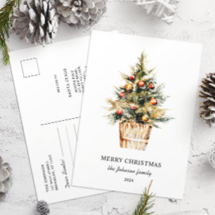 Dear Santa Letter Merry Christmas Tree Postcard