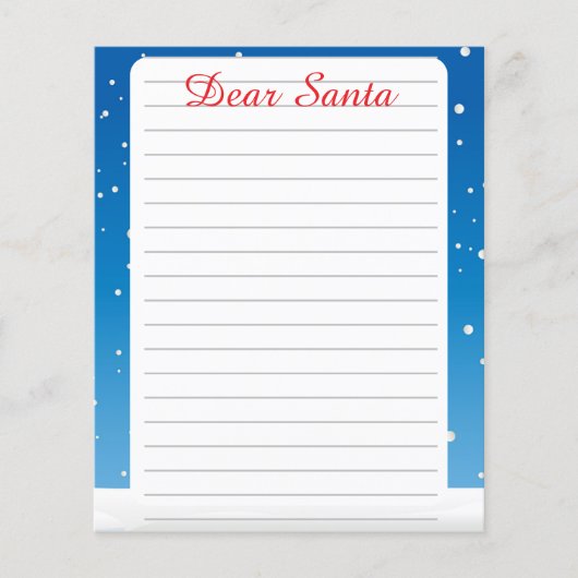 Dear Santa lined blank letter (Front)