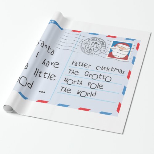 Dear Santa Little Bit Good Worn Wrapping Paper